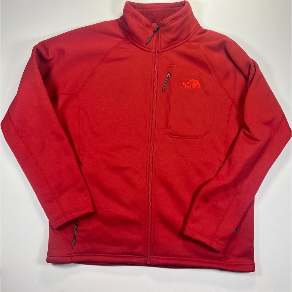 The North Face Fleece Jacket Mens XL Red Full Zip Sherpa Lined Softshell Raglan